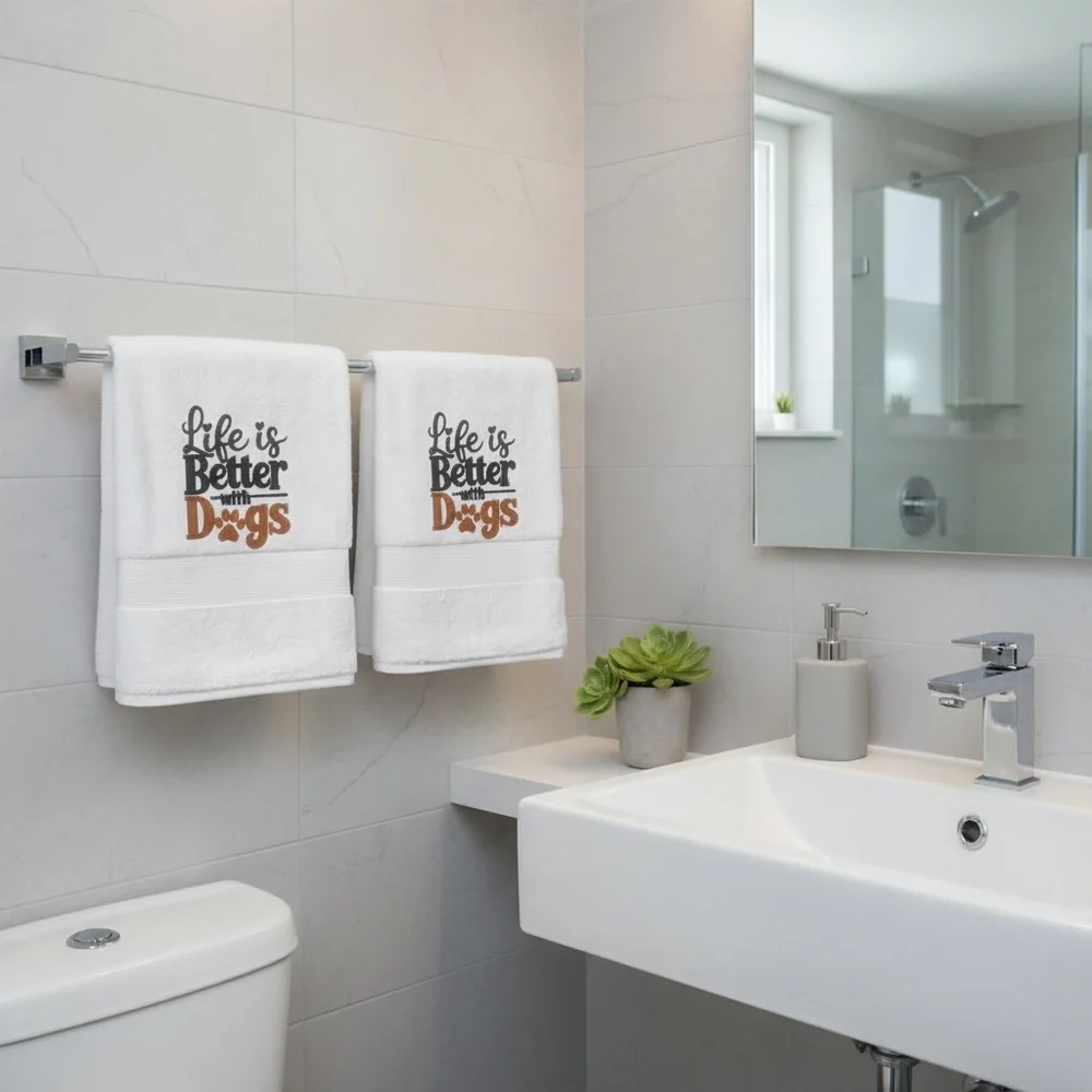 Love is better with Dogs Embroidered 2 hand towel White Dog Lovers